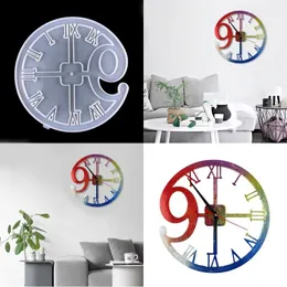 Other Round Digital Clock Wall Hanging Epoxy Resin Mold Living Room Clock Wall Decoration Silicone Mould DIY Craft Casting Tool