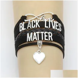 Łańcuch I Can Breathe Black Lives Matter Serce Wiselant skórzana sznur ręcznie robiony urok biżuterii Banles dla mężczyzn Drop deliv dhgvh