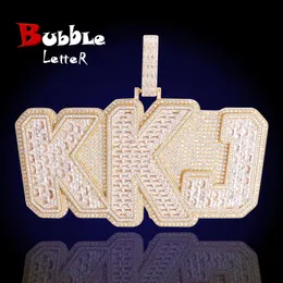 Collane Bubble Letter Grande collana baguette siamese Catena con nome personalizzato per uomo Ciondolo ghiacciato Gioielli hip-hop rock rapper