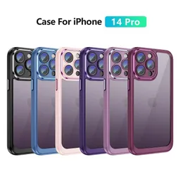Dual Color Anti Drop Clear Acrylic Phone Cases For Iphone XR 11 Pro Max 12 13 14 Pro Max Hard PC Soft TPU Bumper Built-in Camera Lens Protector Shockproof Cover