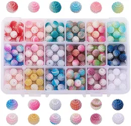 Polish 324pcs 10mm Pearlized Berry Beads Rainbow Gradient Mermaid Imitation Shell Pearl Acrylic Decor Waxberry Beads for Jewelry Making