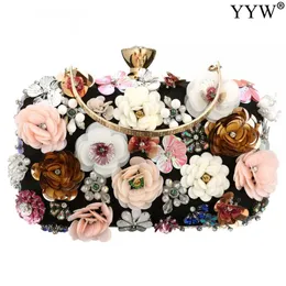 Kvällspåsar Kvinnor Clutch Bag Handväskor Floral Kvinnlig dag för damer Bröllopsfestväskan Bankett Bolsas Mujer 230519