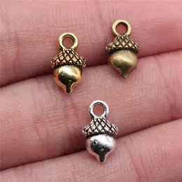 Charms 200 st 13x7mm charm ekollon 3D ekollon charm 3d pinjen nötter ekollonhänge charm för smycken tillverkning