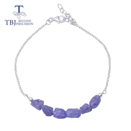 Braggango Nuovo gemma fatta a mano Tanzanite bracciale ruvido gemma naturale pietra ruvida 925 gioielli sottili in argento sterling per donne