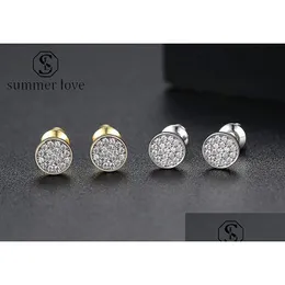 Stud Fashion Cubic Циркония мини -серьги для женщин 6 мм CZ 18K Gold Plated Sterling Sier Sier Dif