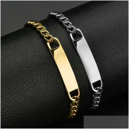 Manschette Einzigartiges Design Herren Edelstahl Armband Exquisite Gold Silber Schwarz Farbe Bent Dog Tag Armreif Charme Drop Lieferung Schmuck Brac Dhon7