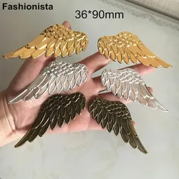 Other 10 pairs Metal Stamping Feather Wings Charm Pendant 36x90mm Fashion Earrings Materials Gold/Bronze Decorative Supplies For Jewel