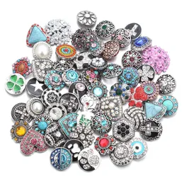 Pulseiras 50 pçs/lote estilo misto 18mm botões de pressão de metal jóias 50 designs gengibre cristal snap fit 18mm pulseira de pressão pulseiras colar
