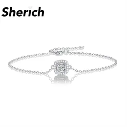 Bracciale Sherich Princess Forma quadrata 0,5 ct Moissanite S925 Argento sterling Luce lusso scintillante Bracciale affascinante Donna Gioielli di marca