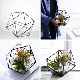 Boxes Glass Terrarium Storage Box Jewelry Holder Glass Geometric Terrarium Tabletop Succulent Plant Box Planter AG05 21 Dropship