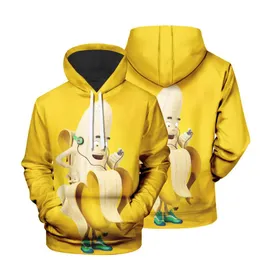 Men's Hoodies & Sweatshirts Cartoon Funny Banana Print 3D Pattern Fashion Drawstring Jacket Casual Factory WholesaleMen's