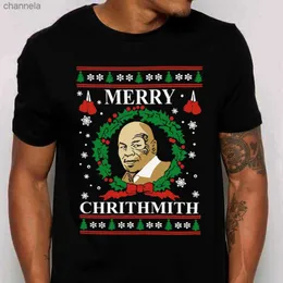 Herren T-Shirts Merry Chrithmith Ugly Christmas T-Shirt Lustige Mike Tyson Parodie Baumwolle Kurzarm O-Ausschnitt Unisex T-Shirt Neu S-3XL