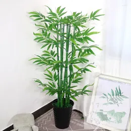 Dekoratif çiçekler yüksek kaliteli simülasyon yeşil bambu saksı bitki süslemesi iniş bonsai ev oturma odası dekor zanaat malzemeleri