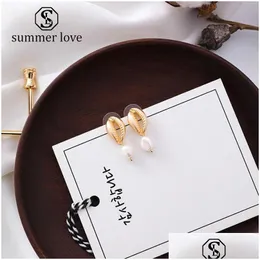 Dangle Chandelier Novo Fashion Retro Golden Metal Conch Conch Irregar Pearl Drop Brincho