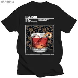 Męskie koszulki Nowy mieszany napój koktajl Negroni alkoholowy T-shirt Happy Hour Barman Summer Cotton krótkie rękawe O-Neck's Thirt 2021 S-3xl