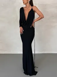 Casual Kleider Sexy Eine Schulter Backless Abend Elegante Bodycon Party Lange Vestidos Mantel Abendessen Kleid Für Damen Promi