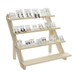 Display Portable Wooden Retail Table Display Stand for Market Craft Shows Tradeshows Earring & Ring Display Rack 2/3/4tier Jewelry Pack
