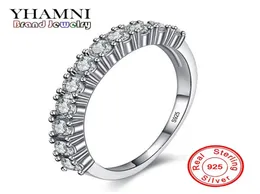 Marca YHAMNI, anillo de dedo Simple de lujo, anillos de boda de plata de ley 100 925 para mujer, anillo de compromiso de diamante, joyería JZR1443445628