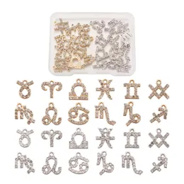 24 Stuks 12 Sterrenbeeld Vorm Zinklegering Hangers Strass Gemengde Kleur Oorbellen Ketting Charms DIY Sieraden Maken Bevindingen