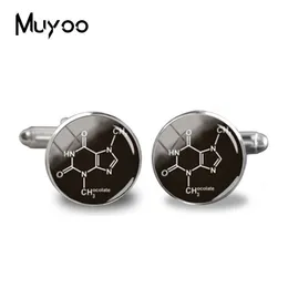 2018 New Chocolate Formula Cuff Link Mens Accessory Biology Chemistry Cufflinks Glass Dome Round Jewelry Handmade Photo Cuffs