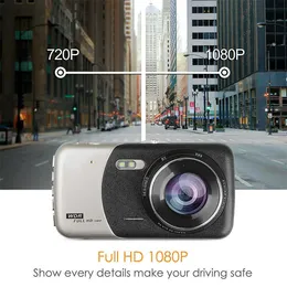 Carro carro 4 Polegada ips lente dupla fhd 1080p traço cam gravador de vídeo com led visão noturna câmera de visão traseira câmera automática carro dvr registrador