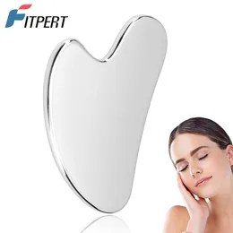 Yüz Masaj Gua Sha Tool Paslanmaz Çelik Guasha Masaj Aracı Doğal Evrensel Gümüş Metal Gua Sha SPA Akupunktur 230519