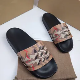 Męskie damskie letnie Burbrery slajdy londyńskie sandały w Anglii slajd ślizgaczy paliczki panie sandaliczne folidi donna buty w kratę print skórzane kwiaty guma pszczoła guma