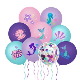 Decorazione Sirena Palloncini Set stoviglie usa e getta Ragazza per bambini Sirenetta Decorazione di compleanno Bomboniera Air Globos Baby Shower