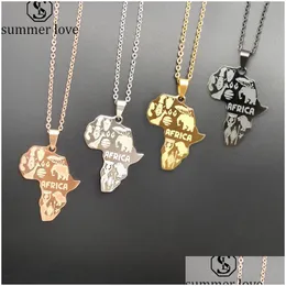 Pendant Necklaces 4 Colors Africa Map Necklace For Women Men Ethiopian Jewelry Fashion Stainless Steel Animal Hip Hop Gifts Drop Del Dhfss