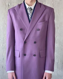 Abiti da uomo Viola Giacca lunga da sposa per uomo Cappotto monopezzo Ultimo design Slim Fit Custome Smoking di grandi dimensioni Sposi Abito elegante