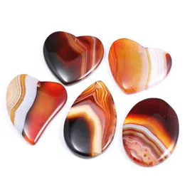 Pendant Necklaces 5pcs/lot Natural Stone Pendants Red Striped Agates Charms For Jewelry Making DIY Supplies Fit Neckalce Gifts WomenPendant