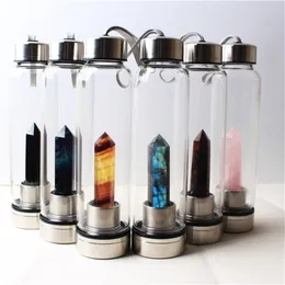 Tumblers Natural 500 ml Crystal Water Bottle Quartz Gem Stick Cup Energy Wellness Direct Drinking Gift 230520