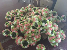 16カラーブティック人工花ローズボールキスボール飾る花の結婚式の庭市場パーティー装飾クリスマスギフト5pcs