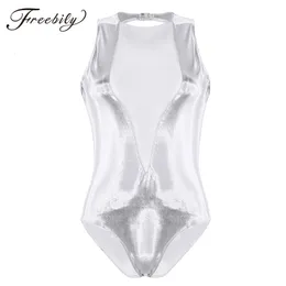 Womens Jumpsuits Romper Sexy Holographic Mesh Front Bodysuit Exotic Dancewear Party Musical Festival Rave Bodycon 230520