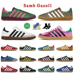 Ad Adidass x GU Off White Gazelle Casual Shoes Mens Womens Top Low Fashion Velvet Pink Green Red Beige Brown Sneakers Suede Black White Gold Leather Samba Plat-forms Trianers