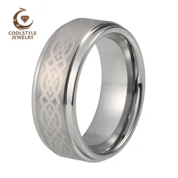 Anneaux 8mm classique carbure de tungstène bague de mariage pour hommes femmes avec laser gravé étape brossé confort ajustement