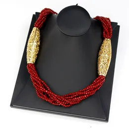 Halsband Sunspicems 2021 Gold Color Crystal Beaded Necklace For Women Marocko Wedding Jewelry Arab Handgjorda Natural Stone Choker Bijoux