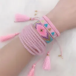 Bangle Zhongvi Miyuki سوار النساء الشر Evil Eye Pulseras Mujer Moda Bohemia المجوهرات التركية الوردي