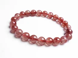 Bangle Natural Red Hair Rutilated Quartz Crsytal Armband 7mm 8mm 9mm 10mm Women Men Stone Love Gift Round Beads Fashion Jewelry AAAAA