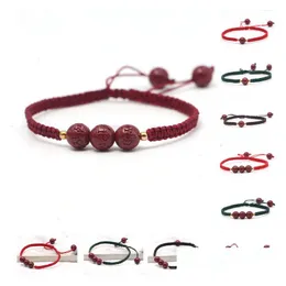 Chain Handmade Kabh String Link Bracelet Adjustable Luck Bracelets With 5 Pieces Bead For Success Female And Male Couple Rope Braide Dhdk9