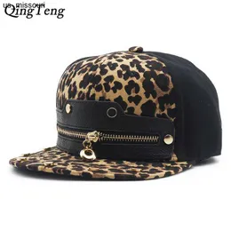 قبعات الكرة الجري Chute 2021 Men Hip Hop Fashion Cap Leopard Print Zipper Custom Snapback Hats Cheap Summer Outdoor Sun Hat Swag Baseball Hat Casquette J230520