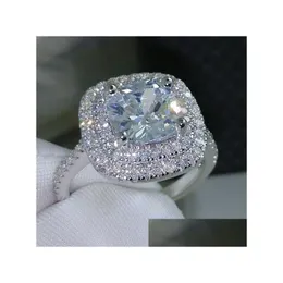 Ring Pierścień Ring luksusowe pierścionki damskie moda Sier Clear Engagement for Women Jewelry Symised Diamond Drop dostawa dhemf