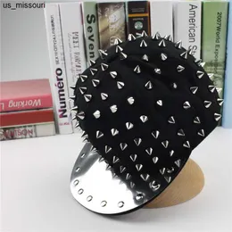 Bollmössor som kör rygg högkvalitativ Hip Hop Caps Hattar Punk Hedgehog Hat Bigbang Personlighet Jazz Snapback Cap Men Women Spike Studs Rivet Hat Punk Styl J230520