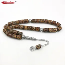 Kleidung Tasbih Männer alte DZI Achates Stein Großgröße luxuriöser Misbaha Natural Edelstein Muslimische Gebet Perlen Islamische Rosenkranz arabische Mode