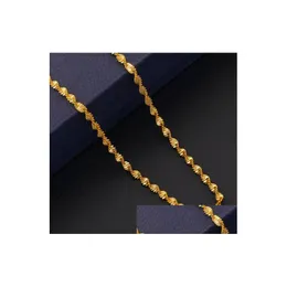 Chains Fashion Plated 18K Real Gold Necklace Women And Men Wave Shaped Chain Charm Twisted Clavicle Jewelry Drop Delivery Necklaces P Dhdu1