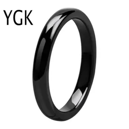 Ringar ygk smycken 4mm bredd svart kupol volfram karbid ring svart ring för kvinnor bröllop band kärlek ring