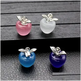 Charms 10pc Moda Pembe Beyaz Opal DIY Küpe Kolyesi Yapma Sier Kaplama Elma Serimi Aksesuarlar Mücevher Bulguları Del Del Dhhesd