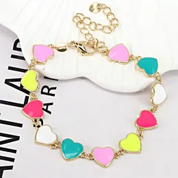 Braccialetti 6 pezzi braccialetti colorati con gocce d'olio a forma di cuore / faccina sorridente Bracciale con ciondoli a catena in oro da donna Gioielli regolabili di alta qualità