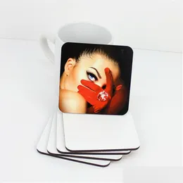 Mats Pads 9X9Cm Sublimation Coaster Wooden Blank Table Mdf Heat Insation Thermal Transfer Cup Diy Drop Delivery Home Garden Kitche Dhxop