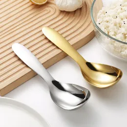 Dinnerware Sets 2pcs Stainless Steel Soup Spoons Set Service Of 2 Durable Cutlery Camping Kitchen Utensils Supplies Gold Silver